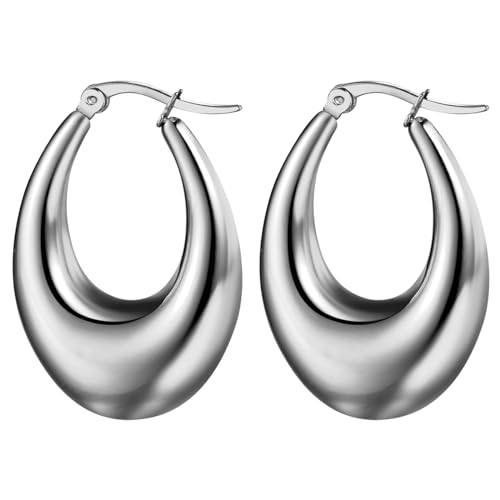 OIDEA Chunky Gold Hoop Earrings for Women: Dainty Large Thick