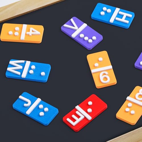 Feifeiya 38 Pcs Braille Alphabet and Number Tiles Wood Raised Dots Alphabet and Numbers Punctuation Educational Tool for Blind Visually Impaired, Teaching Aid for Blind Gifts - Image 7