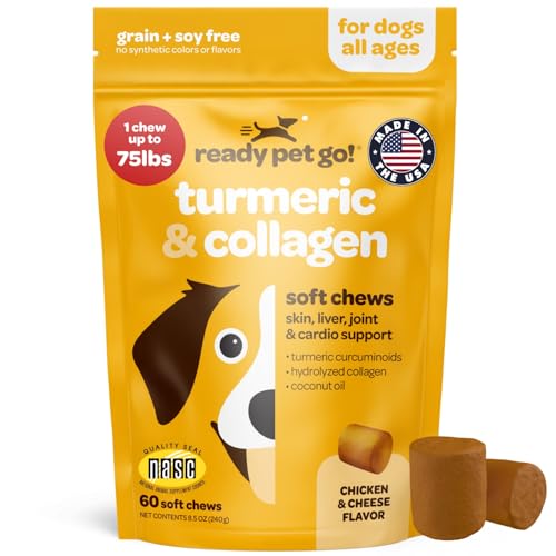 Turmeric for Dogs Soft Chews | Hip and Joint Chews for Dogs Comfort & Mobility with Collagen for Dogs | Dog Joint Supplement for All Ages Breeds & Sizes | NASC Certified & Made in The USA | 60 Chews