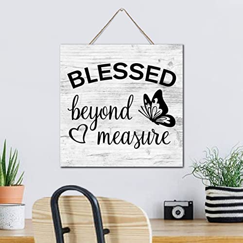 Panneau en bois à suspendre Blessed décoration de table cuisine plaque murale 30cm