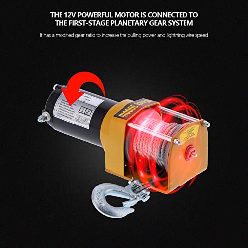 Kit Winch Eléctrico 12V 3000LB con Cuerda 5mmx10m miniatura 3