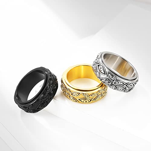 Nanafast Spinner Anxiety Ring For Men Stainless Steel Fidget Ring For Anxiety Evil Eye Ring Spinner Rings For Men Promise Ring Size 6-13-Black-10 #TOP5
