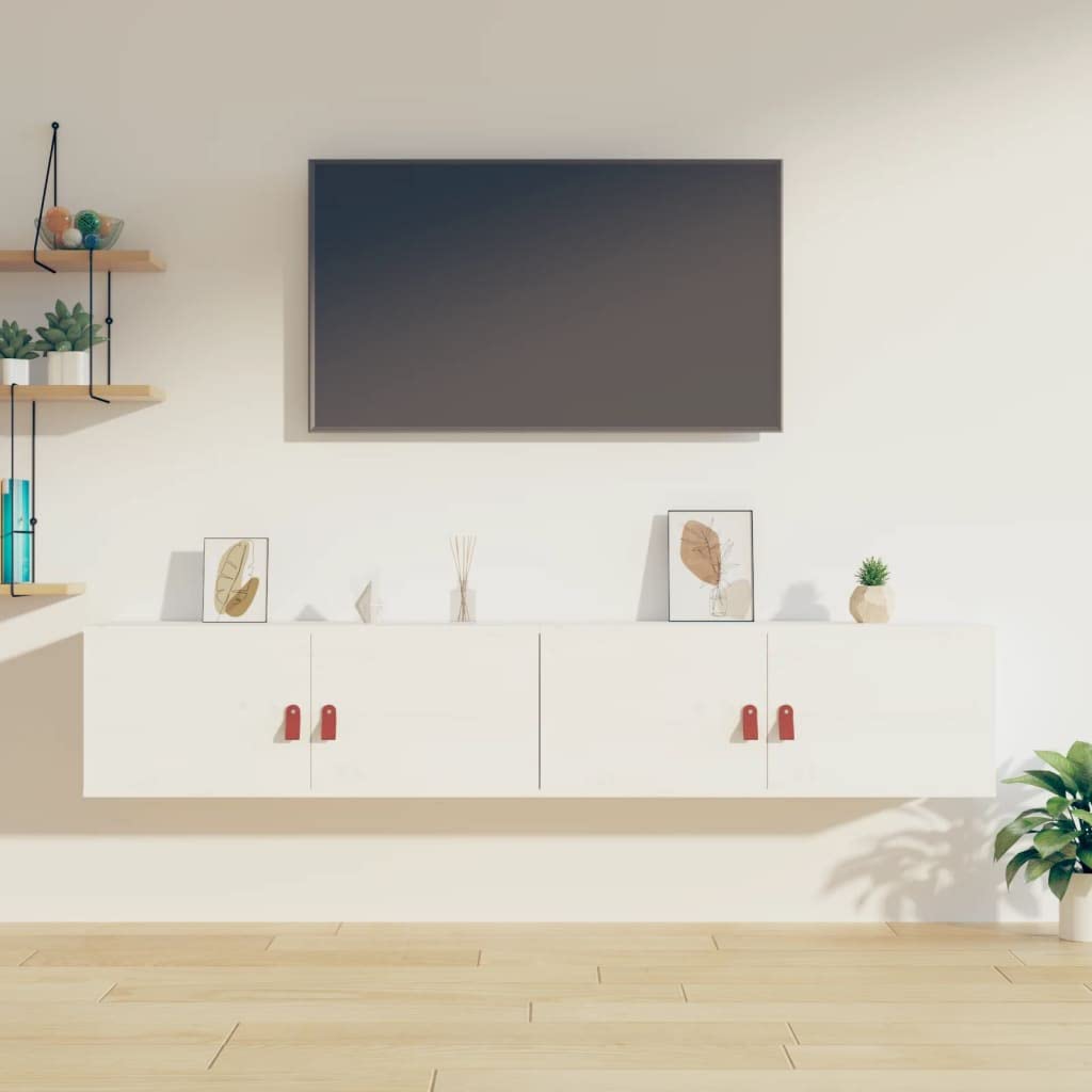 Estantería de pared blanca de madera de pino 80x30 cm