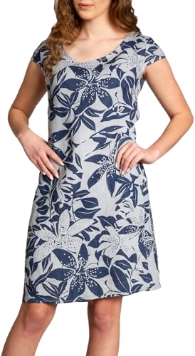 Caspar SKL026 knielanges Elegantes Damen Sommer Leinenkleid, Farbe:grau, Größe:XL - DE42 UK14 IT46 ES44 US12