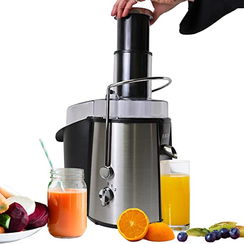 Total Chef Juicer - Wide Mouth 2 Speed Centrifugal Juice xtractor machine, Jus de Fruits press for vegetable, wheatgrass, Fresh Drink Of Orange, Pomegranate, Frutas Jugos Maker, Easy To Clean Jar
