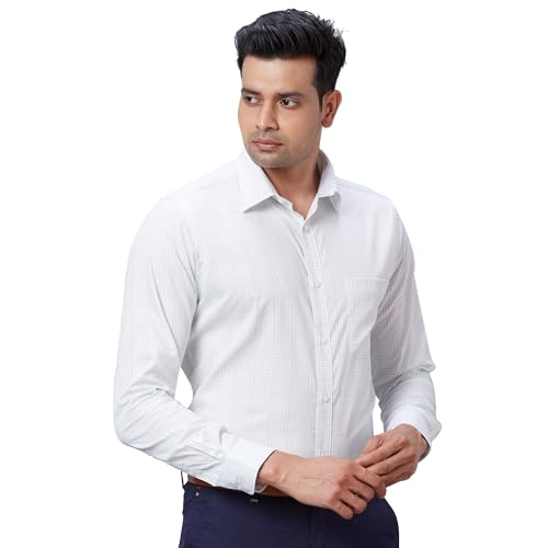 Image of Raymond Men's Pure Cotton Structure Pattern Slim Fit Semi Cutaway Collar Full Sleeve Formal Shirt