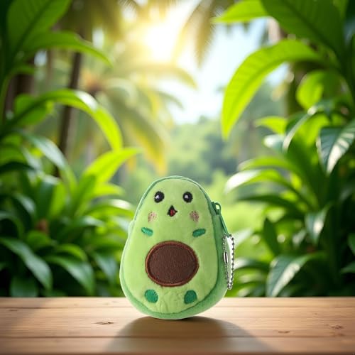 Green Plush Purses Fashion Children Small Coin Purse Cute Avocado Plush Purses Kids Key Case Bag Money Pouch for Women Boys Girls Mini Handbag Automobile Keychains AutomotiveTrim Women's Coin Purses2