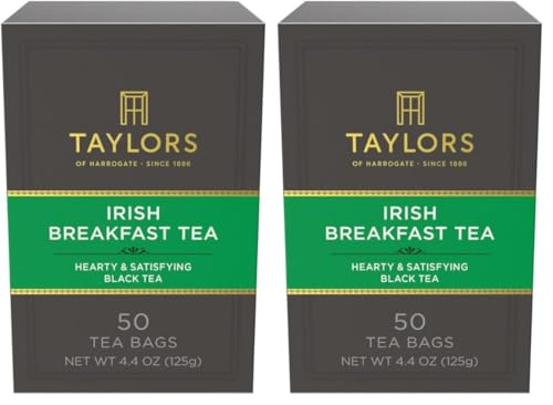 Image of Taylors of Harrogate Irish Breakfast, Black Tea, Pillow Bags, Rich, Bright & Malty, Caffeinated, Enjoy Hot or Iced, 50 Teabags, 50 Count (Pack of 2)