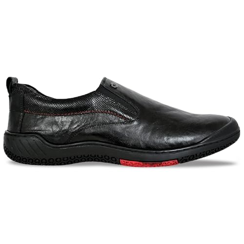 Image of Allen Cooper Genuine Leather Casual Shoes with Ankle Support, Anti Slip Technology, Better Padded and Cotton-Like Memory Foam Cushion Insole(40182Color Options- Black /Brown, Sizes- 6,7,8,9,10)