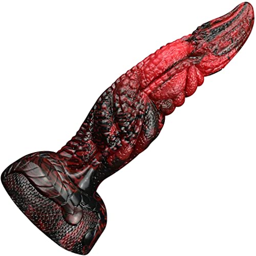 Toys de massage en silicone rouge et noir long-volcanique adulte