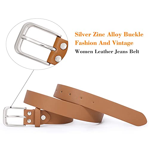 Image of WHIPPY Women Casual Leather Belt for Jeans Pants, Fashion Ladies Waist Dress Belt