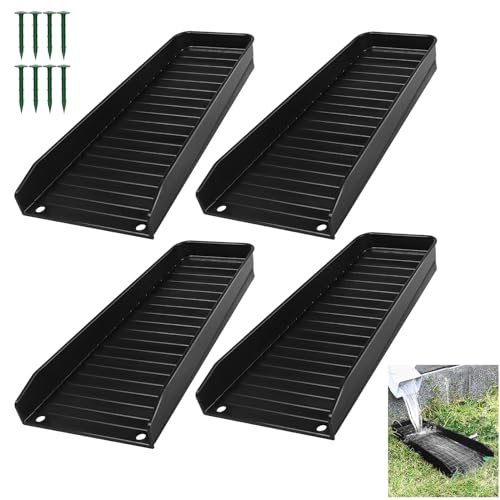 Teisaiko Rain-Gutter Downspout Splash Block - Gutter Downspout Extensions for Rainwater Drainage Lader Downwards Design 16 Fixable Downspout Extender with 8 Fixing PP Nails (4 Black)