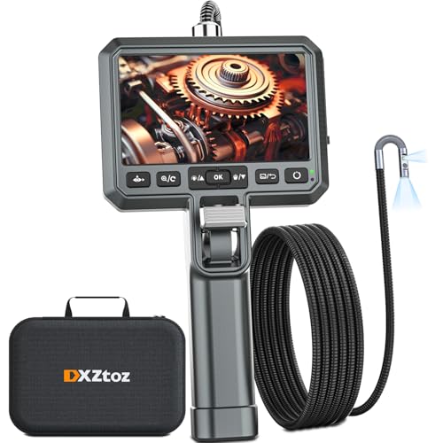 DXZtoz Dual-Lens Borescope 6.5mm Slim Probe 5'' Dual Screen