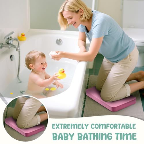 Image of Baby Bath Kneeler, Extra Thick Kneeling Pad for Bathing Babies, Soft Foam Cushioning for Knee, 1.5 inch Thick Non-Slip, Fast-Drying,Gardening, Bathing Baby, Workout Supplies-Pink