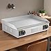 VEVOR Commercial Electric Griddle, 28.54 x 15.75 in, 4400W, 122-570°F Adjustable Temp Control, Stainless Steel Countertop Full Flat Top Grill with 2 Spatulas, 2 Brushes, for Steak, Pancake(NO PLUG)