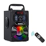 TENMIYA A13 Portable Bluetooth Speaker with Subwoofer, FM Radio, Colorful LED Lights Wireless Stereo Rich Bass Speakers Outdoor/Indoor Party Speaker Support Remote Control for Home, Travel, Camping