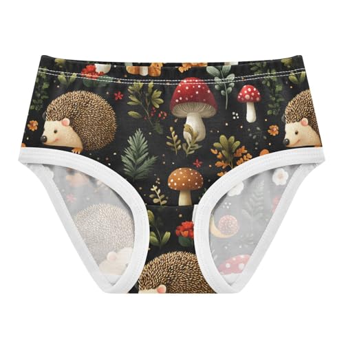 Wusikd Cute Hedgehogs Girls' Underwear Cotton Mushrooms Snails Girls Briefs Soft Toddler Underwear 2T