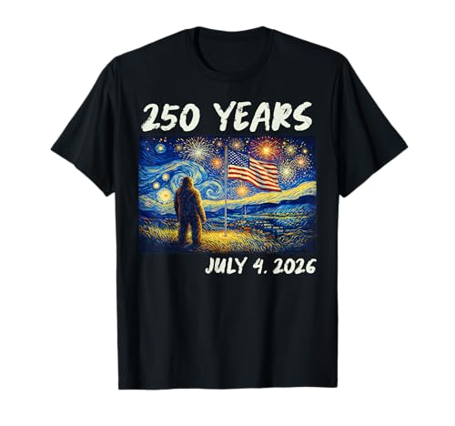 250 Years Bigfoot American Flag 4th July 250th Anniversary T-Shirt