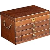 Fiozwea ジュエリーボックス 収納ボックス ジュエリーボックス イヤリング ネックレス 指輪 ハンドジュエリー ロック付き 引き出し収納 多層 多容量 (シカモア材 4層) (ブラウン4層)