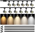 VANoopee 5-Color 12-Light LED Track Lighting Kit with 13FT H Type Track Lighting Rails and H Track Floating Canopy Connector, Modern Kitchen Track Lighting Fixtures Ceiling Spot Light Dimmable 10W