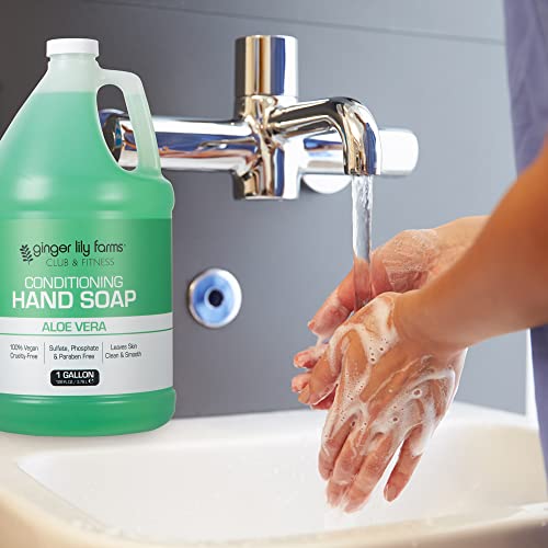 Ginger Lily Farms Club & Fitness Conditioning Liquid Hand Soap Refill, 100% Vegan & Cruelty-Free, Aloe Vera Scent, 1 Gallon (128 Fl Oz) #TOP4