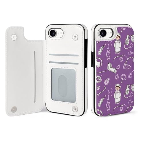 Étui iPhone 16 rabat cuir infirmière violet idéal pour vos journées actives