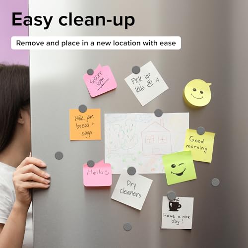 Image of Ultra-Strong Ceramic Round Magnets with Adhesive Backing (3 Sizes Mix, 90 pcs) - Heavy Duty Sticky Magnets, Non-Corrosive, Versatile for Home, Office, Workshop, Whiteboard, Fridge and Hobby Use