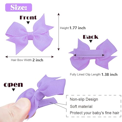 Baby Hair Clips for Girls 50PCS - 2" Girls Fully Lined Bows Hair Pins Tiny Hair Bows Alligator Clips for Baby Girls Infants Toddlers in Pairs