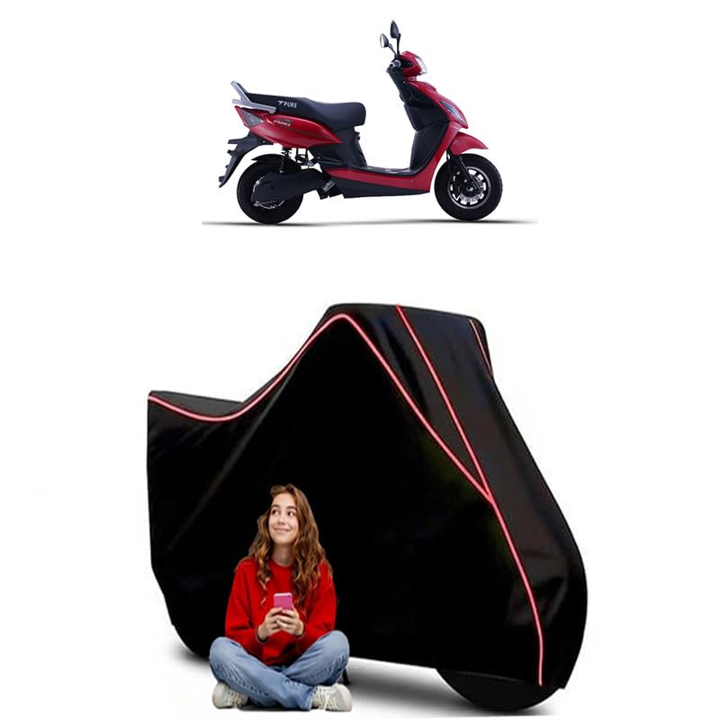 Image of Scooter Scooty Bike Cover Water Resistant Outdoor Use Universal Fit Scooters Motorcycles Heavy Duty UV Protection Dust Rain Scratch Resistant Elastic Bottom Black Blue Piping
