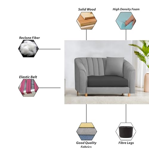 Image of Doraldo Seater Sofa Set for Living Room (Black Grey) Premium Fabric Sofa Set