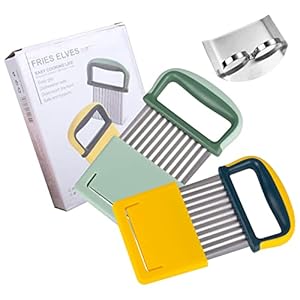XTDMJ Wave Cutter Set, 2 Pieces Wave Knife for Vegetables, Chips Wave Knife with Finger Protection, Stainless Steel Fruit Vegetable Salad Cutter Tool