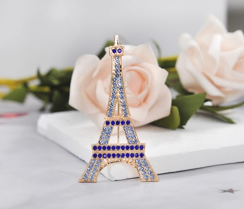 Image of Gyn&Joy Clear Crystal Rhinestones Eiffel Tower Fashion Brooch Pin