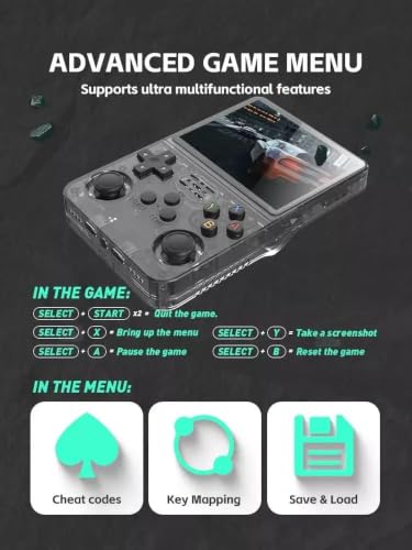 Image of Handheld Game Console HN-R36S , 15k+ Gamees 3.5-inch IPS Display, 64GB Storage, 1 Ram Chip (1GB) 8+ Hour Battery Life with Protective Cover (Black-with-case)