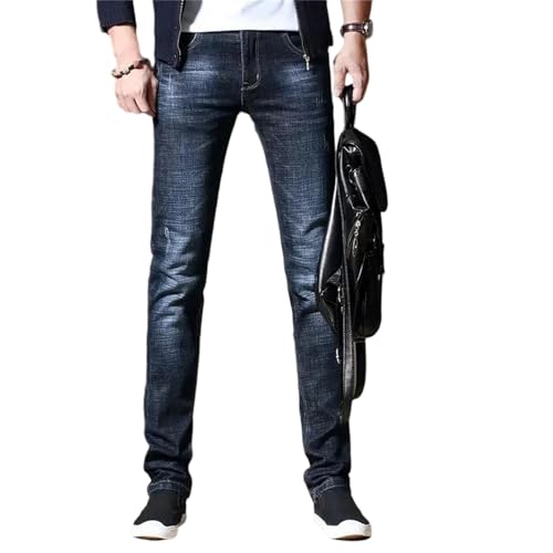 Men's Stretch Jeans Straight Fit Denim Pants Business Casual Classic Work Trousers Comfortable Cowboy Pants