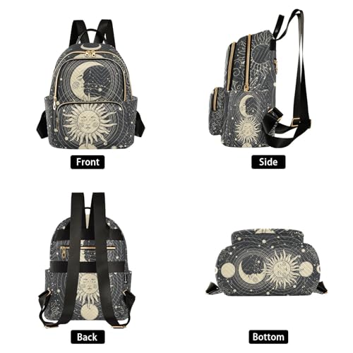 Image of Boho Tarot Moon Quilted Backpack Purse for Women Fashion Small Backpack S | Shoulder Bag Travel Casual Daypack