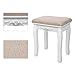 VASAGLE Makeup Vanity Set with Large Frameless Mirror, Makeup Dressing Table Set for Bedroom, Bathroom, 5 Drawers and 1 Removable Storage Box, Cushioned Stool,White URDT25W