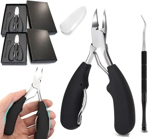 Thecom ニッパー 爪切り ネイルニッパー ステンレス製 ニッパー型つめきり 巻き爪 足用 変形爪 陥入爪 分厚い爪爪水虫 硬い爪 深爪 爪白癬等に最適 ダブルバネデザイン (2セット)