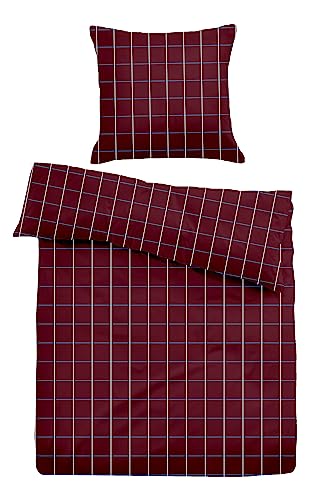 TOM TAILOR 0007715 Bettwäsche Garnitur mit Kopfkissenbezug Flanell TIME 1x 200x200 cm + 2X 80x80 cm, Barolo