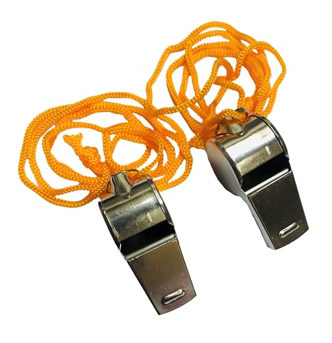 CRAVIING 2pcs Metal Whistles with Lanyard Stainless Steel and Durable Loud Referee Coach Teacher Whistles for Football Basketball Soccer School Lifeguard Emergency Sports