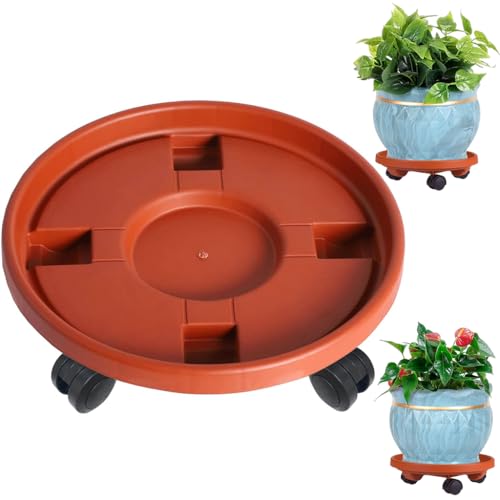 Image of HASTHIP Plant Stand 30CM Plastic Caddy with Locking 4 Wheels Indoor | Smooth Rolling Support for Heavy Pots, Lockable Mobility, Durable Plastic Build, Suited for Indoor and Outdoor Use