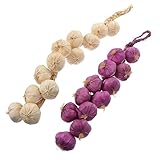 Milisten 2Pcs Strings Hanging Fake Garlic Fake Garlic Decorations Onion Fresh Plastic Vegetables Halloween Wreath Garlic Bulbs Artificial Vegetable Fake Grapes mini Food Braid Foam White