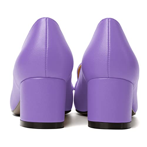 Image of MODENCOCO Womens Square Toe Slip On Comfortable Casual Matte Work Chunky Low Heel Loafers Shoes 2 Inch