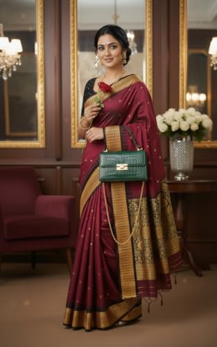Image of NEW COLLECTION Women's Odisha Handloom Sambalpuri Pata Saree Temple Border Pasapalli Bomkai Buti Boyanika Design Saree Banarasi Soft Papa Silk Simple Ethnic Orissa Sari with Blouse Piece