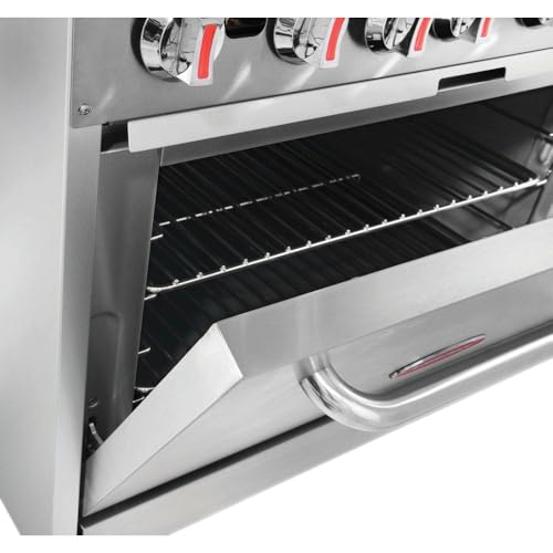 Image of Kratos 36 inch Commercial Gas Range & Oven, 6 Burners and Full Size Oven, Natural Gas, 210,000 BTU Output, Mobile Range for Restaurants