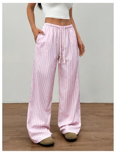 SOLY HUX Women's Drawstring Wide Leg Pants Elastic Waist Baggy Long Pants Trousers with Pockets3