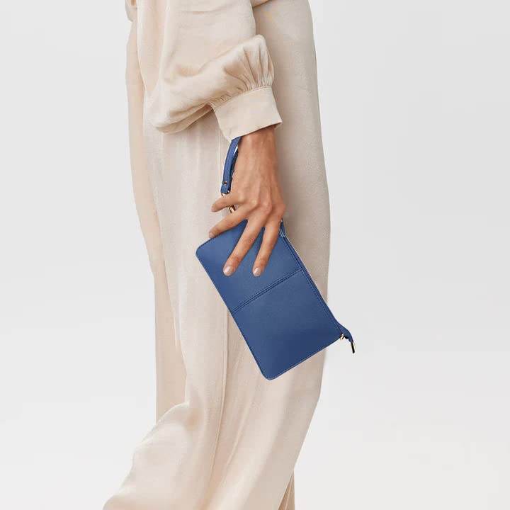 Image of Uromee Genuine Leather Wristlet Wallet Clutch Purses with Detachable Chain
