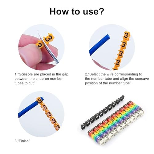 Kabelriemen Drahtmarkierungen Kabelmarkierungen Drahtnummernetiketten Bunte Drahtnummerierungsmarkierung Mit Clip-On-Design (100PCS -6MM 6 square)