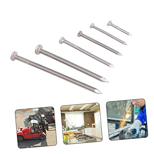 460 Piezas Clavos redondos de acero inoxidable, Plata cabeza plana para madera miniatura 4