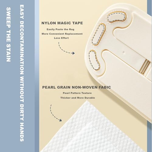 Image of Chchmu Disposable Cloth Cleaning Brush with 50 Pcs Replacement Cloths, ABS & Nylon Handle, Soft Bristles, White, For Kitchen, Bathroom, Window & Computer