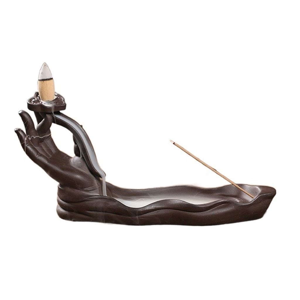 Incense Holder Base Buddha Palm Hand Cones Incense Burner Backflow Aroma Censer Fragrance Furnace Buddhist Home Office Incenso Holder Ornaments